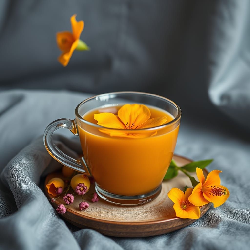 Vibrant Orange Buganvilla Blooms in a Tea Cup with Floating ...