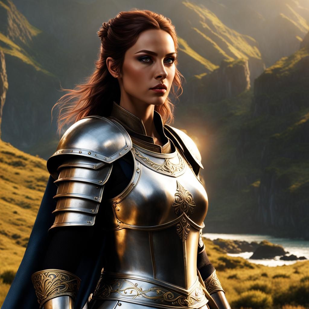 Female Magic Warrior with Excalibur in Detailed Matte Painti...