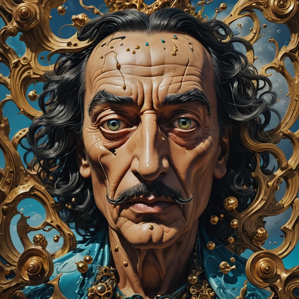 Surreal Dalí Face in Detailed Matte Painting