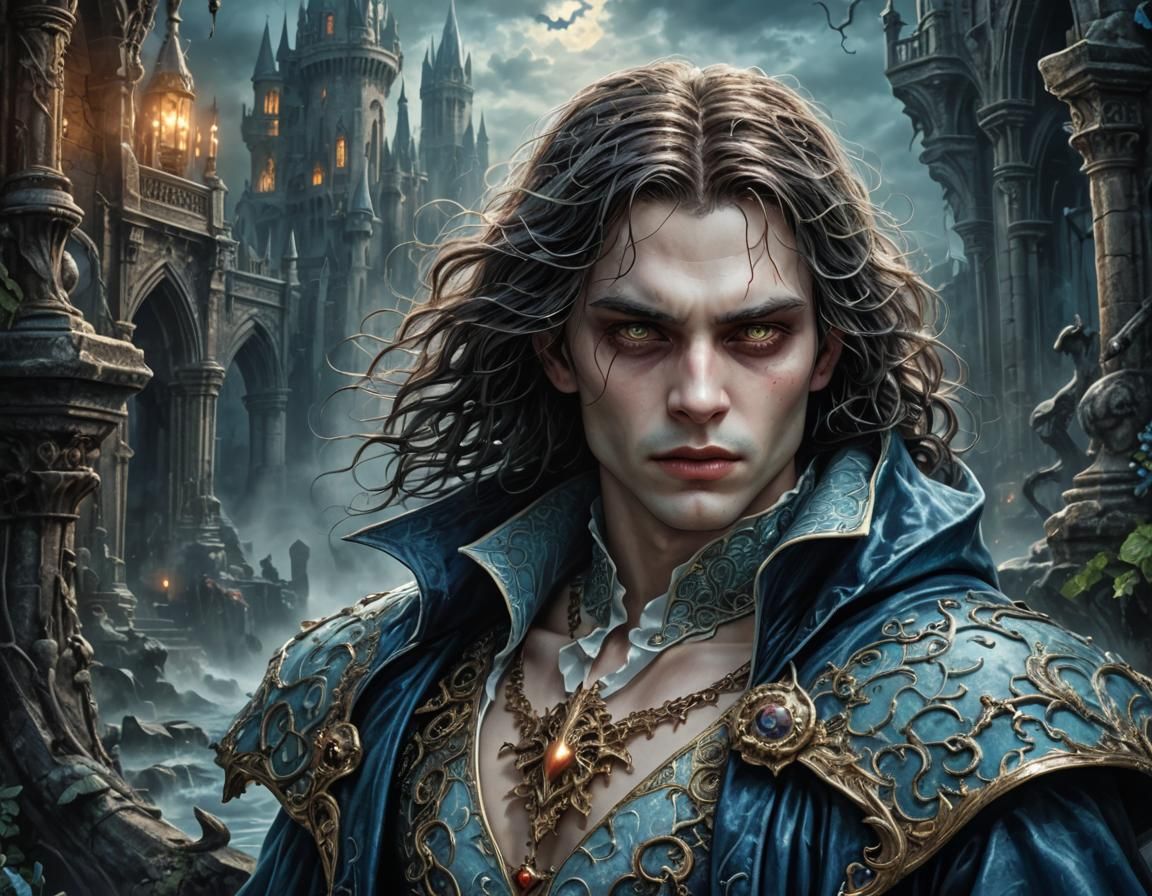 Flooded Crypt: Vampire's Sorrow in Hyperrealistic Detail