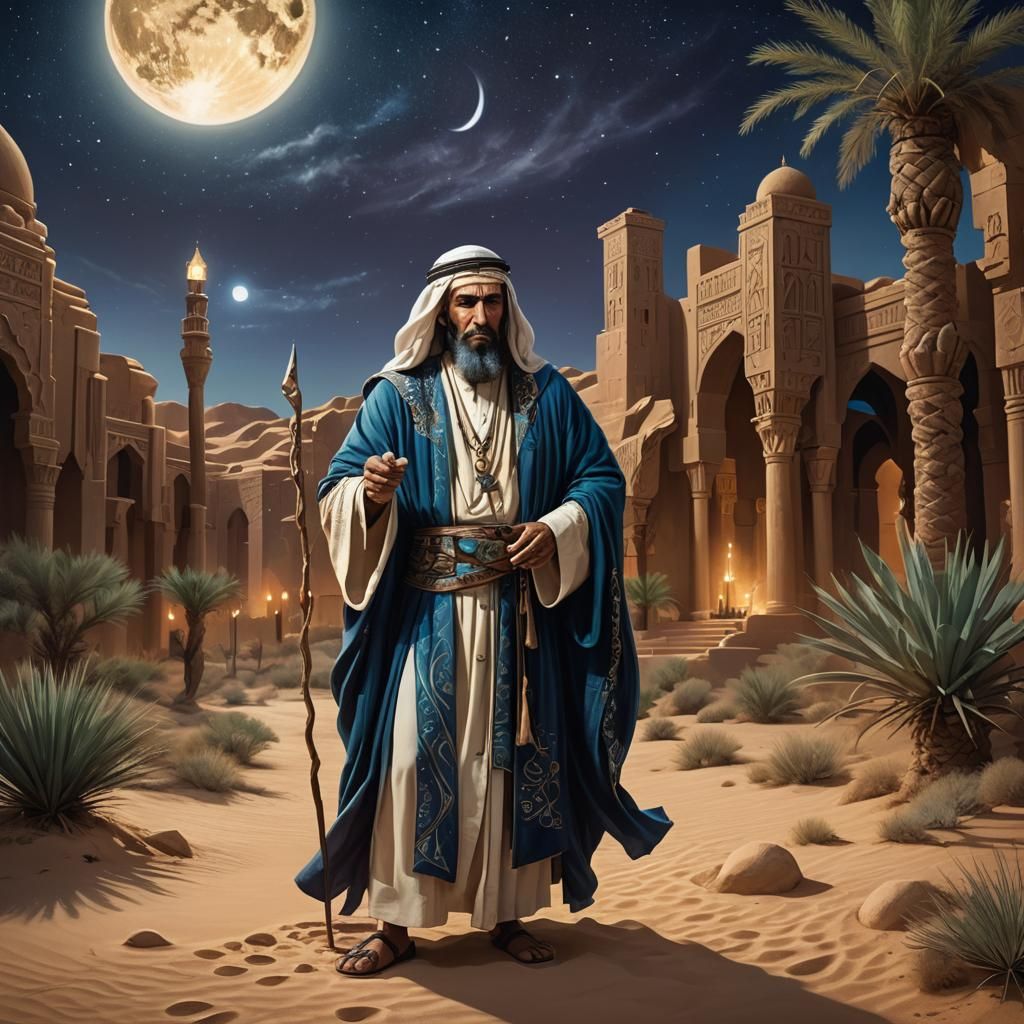 Arab Sorcerer Casting Spell in Art Deco Style