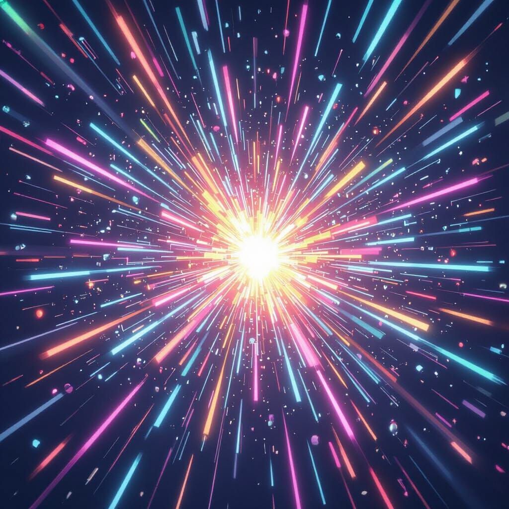 Explosion of Colored Light Rays in Futuristic Organic Style