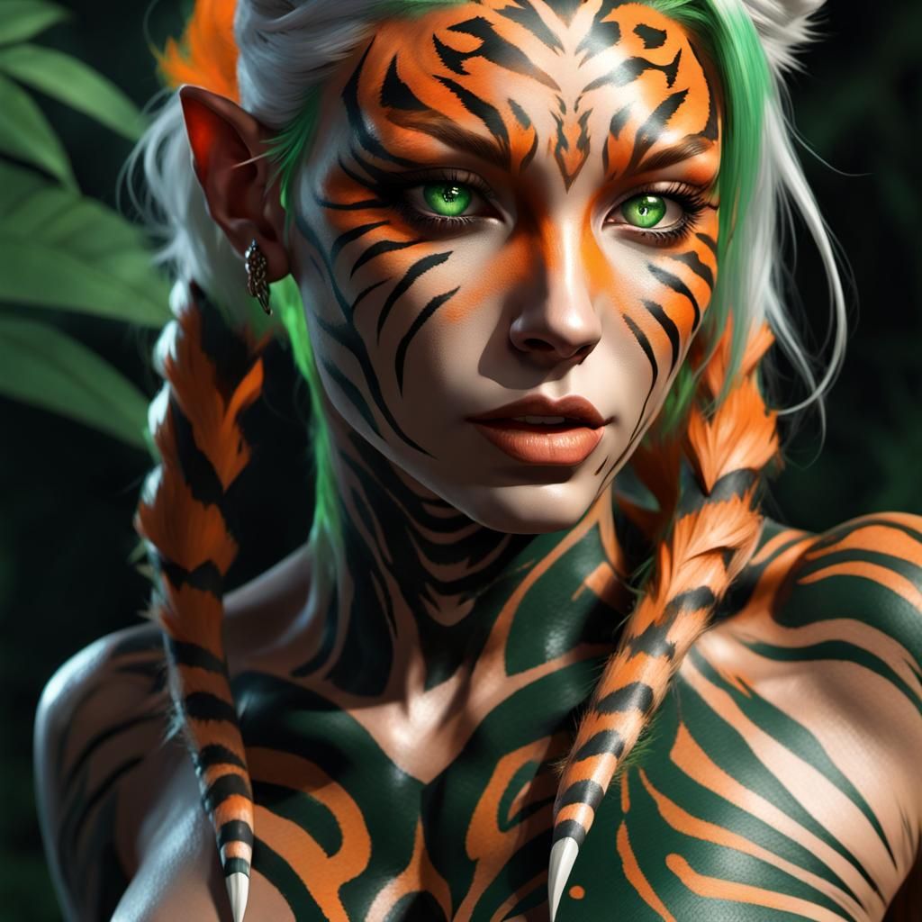 Tiger Stripe Alien Warrior Portrait
