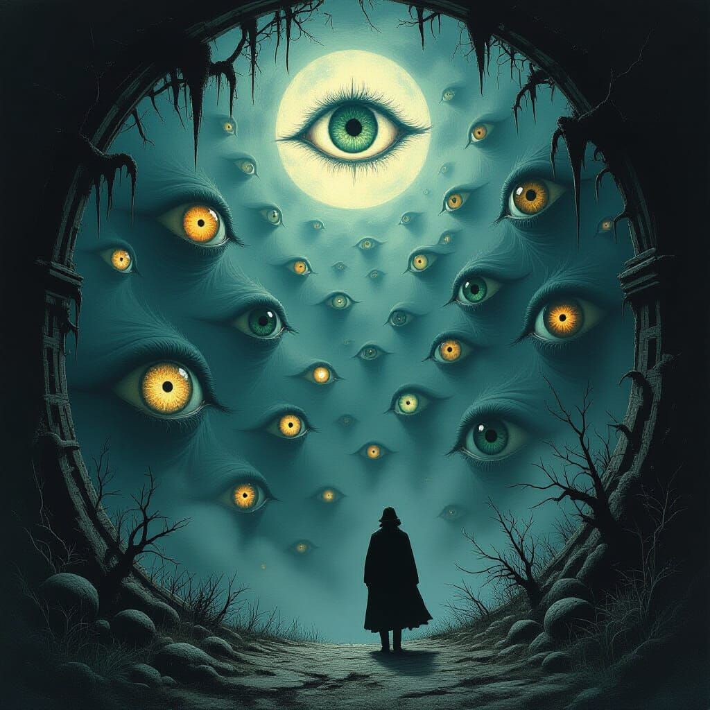 Eerie Eyes Glowing in the Dark: Fantasy Illustration