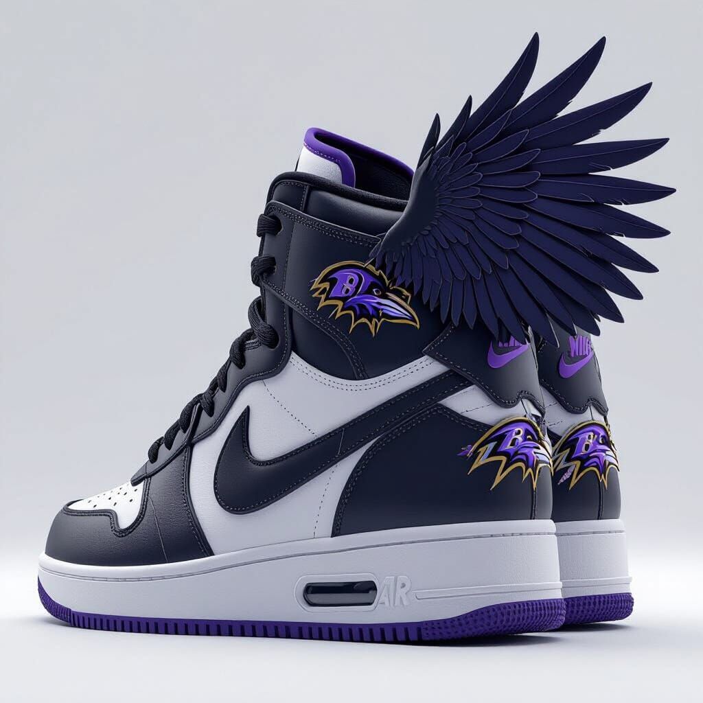3D Anime Nike Shoes with Raven Logo and Wing