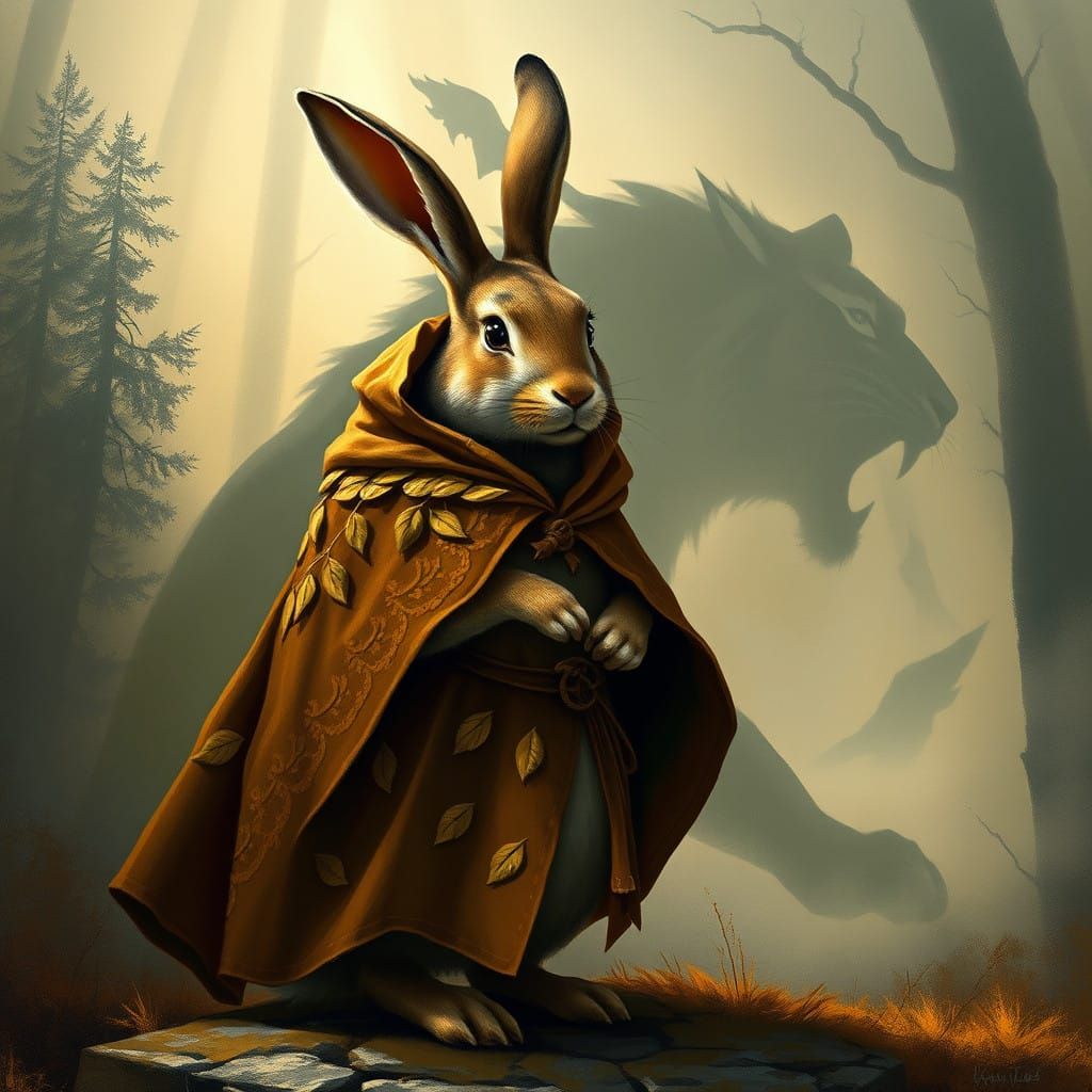 Majestic Rabbit Transformed into Shadowy Tiger in Fantastica...