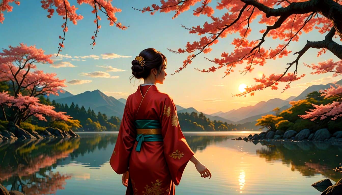 Anna Sawai as Lady Mariko-sama in a Cinematic Red Kimono Sce...