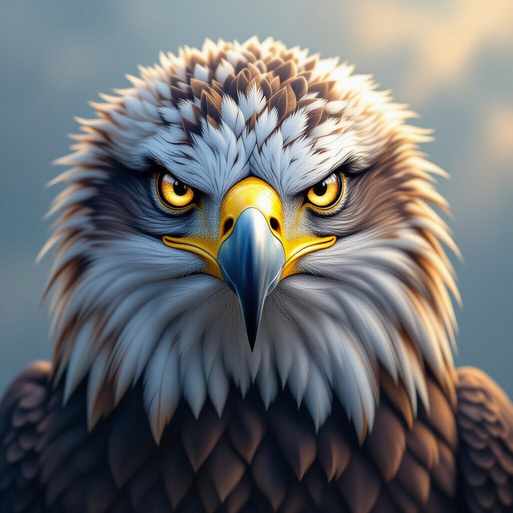 Majestic Eagle Head in Hyper-Detailed Airbrush Art