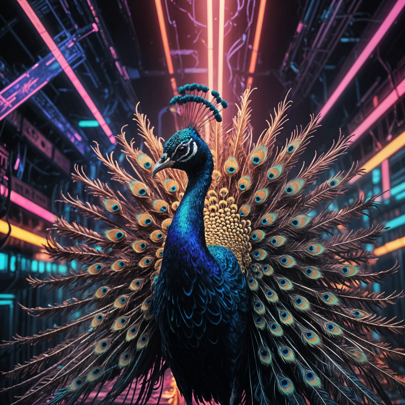Ethereal Peacock in Vibrant Smoke