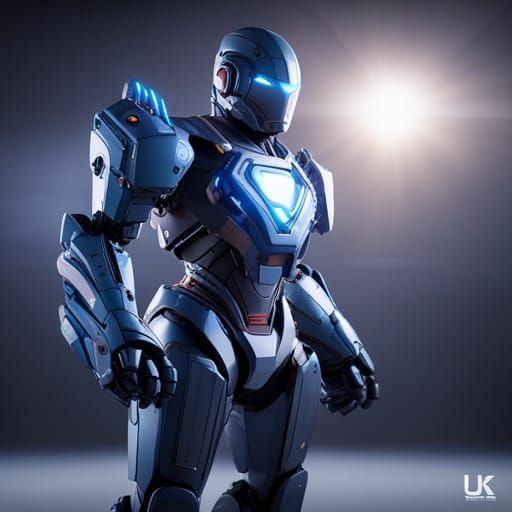 Futuristic Superman Mecha Suit in Sci-Fi Style