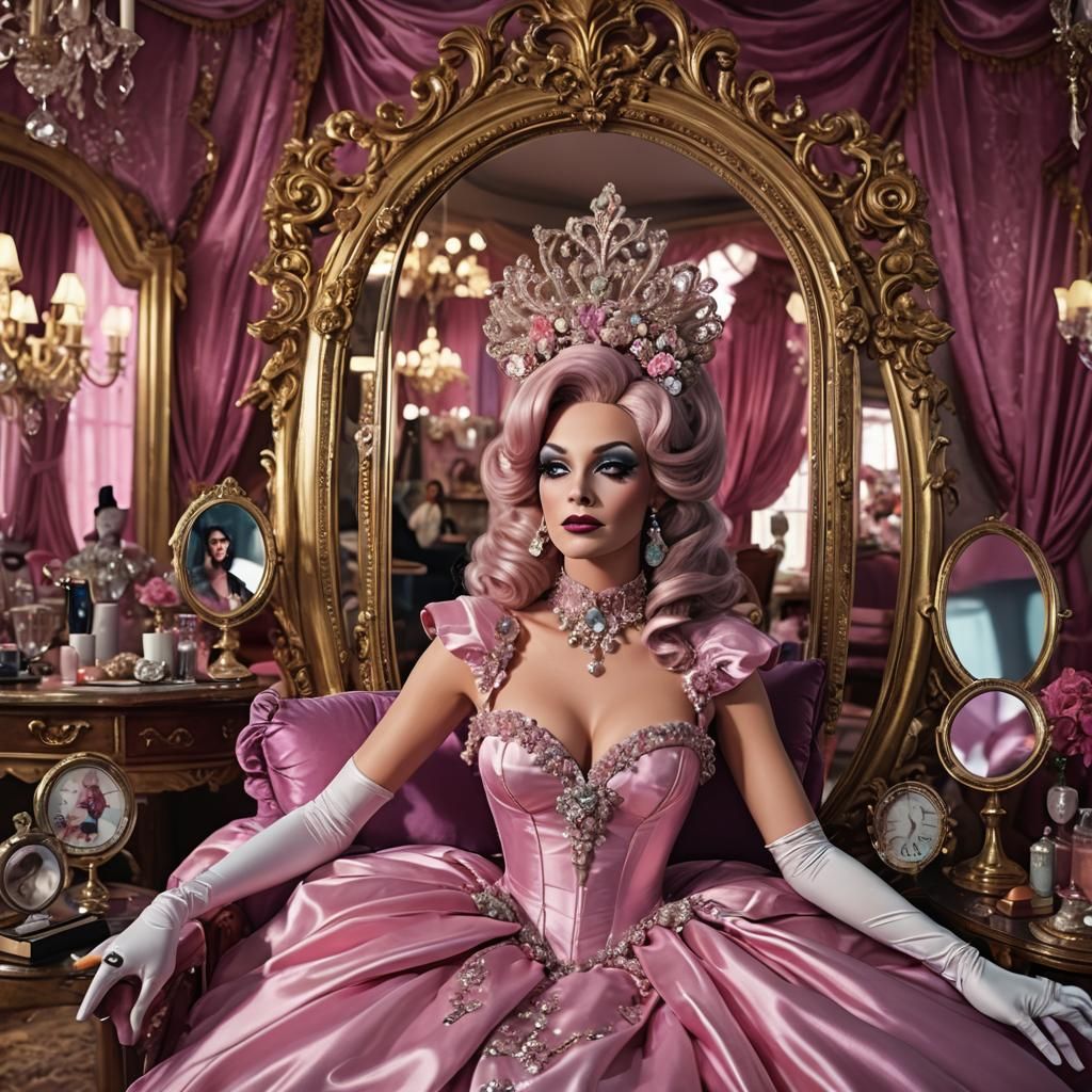 Extravagant Drag Queen in a Satin Wonderland