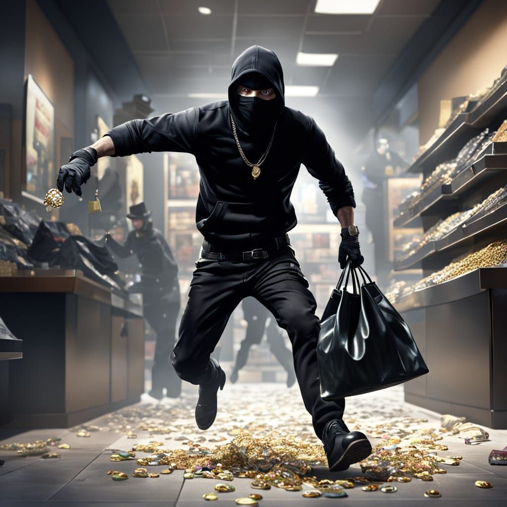 Concept Art of a Jewel Thief Fleeing a Store