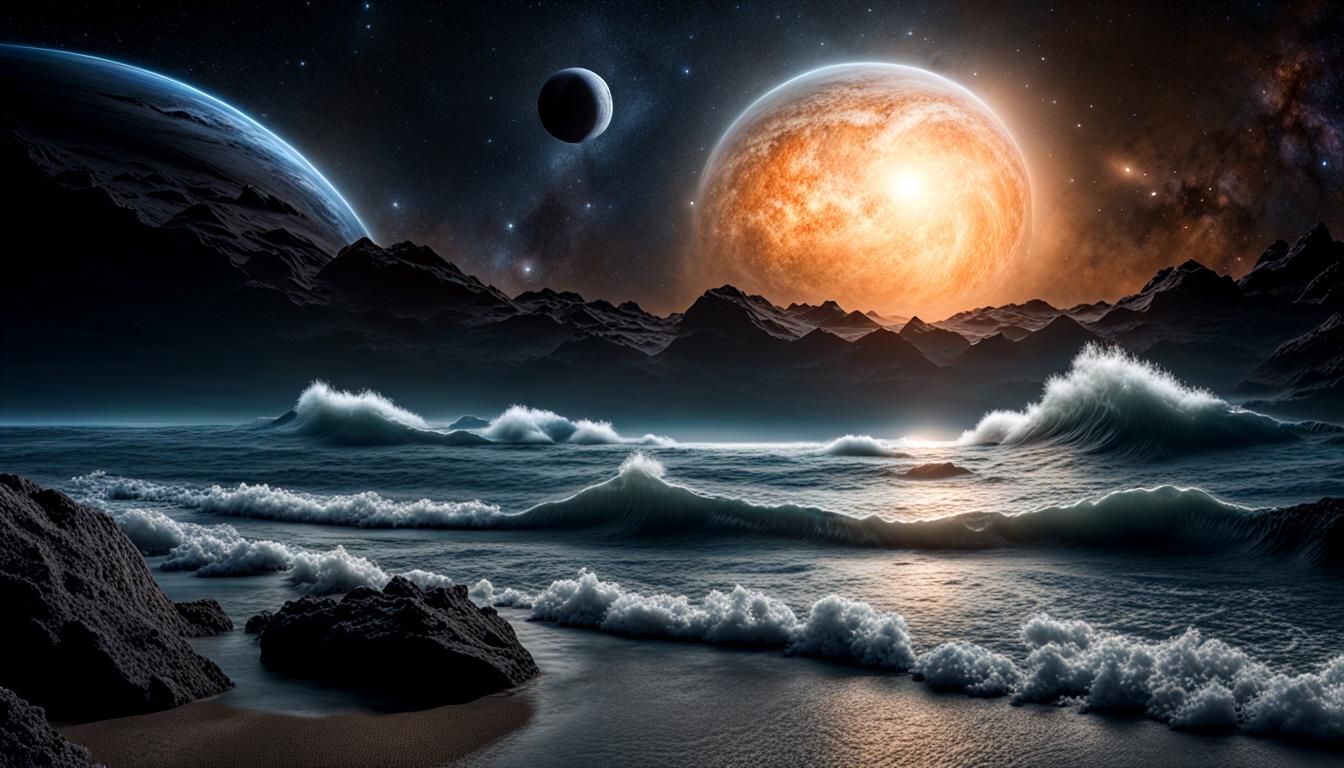 Hyperrealistic Oceans of Alpha Centauri in Cosmic Fantasy