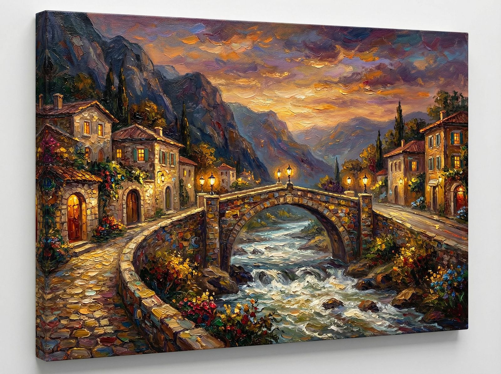 Impasto Painting of a Grand Bridge Between Vibrant Coasts