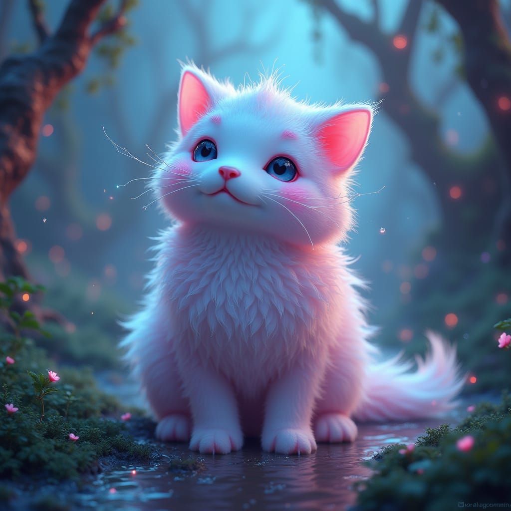 Majestic Jellycat Dog in Whimsical, Dreamlike Landscape