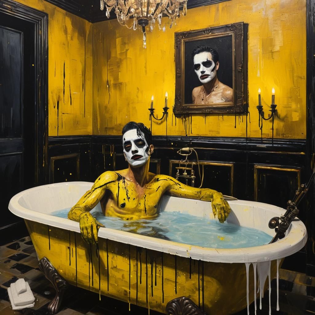 Melancholic Art Deco Portrait with Canary