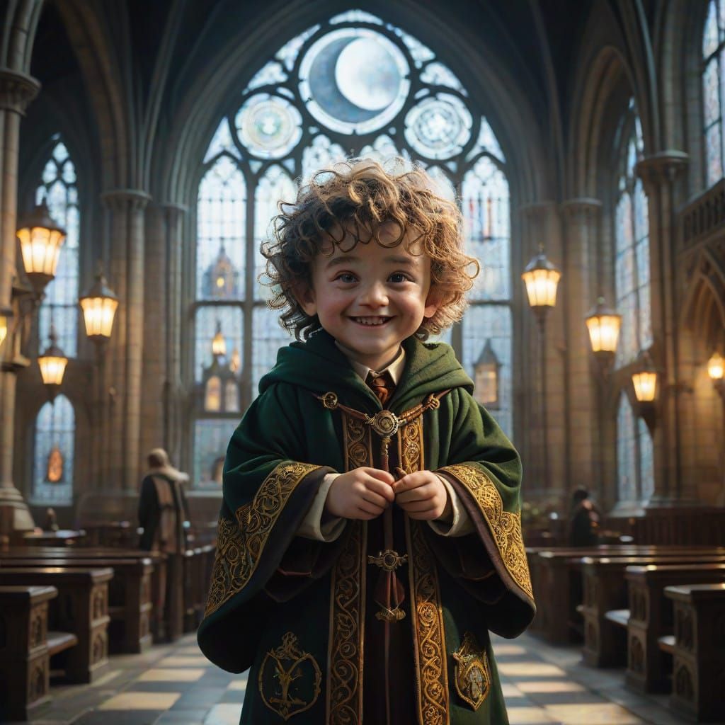 Chubby Baby Elf Wizard in Hogwarts