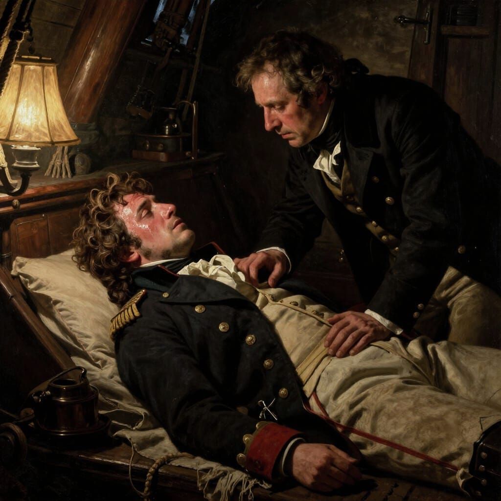 Naval Captain Ill in Regency Era Ship Hold