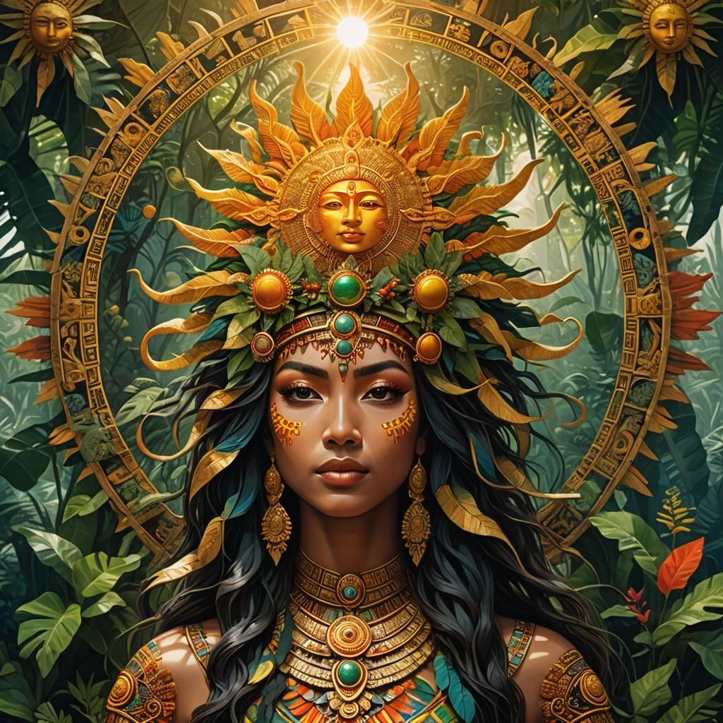 Mayan Sun Goddess in Jungle Palace