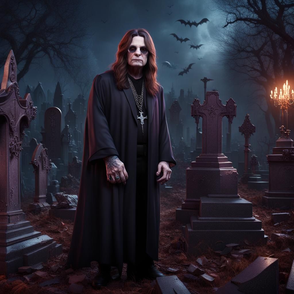 Ozzy Osbourne Fanart in Graveyard Setting