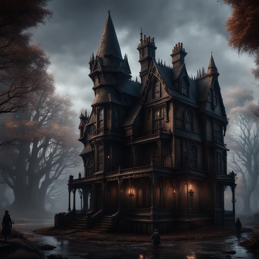 Wednesday Addams at Nevermore: Detailed Matte Painting