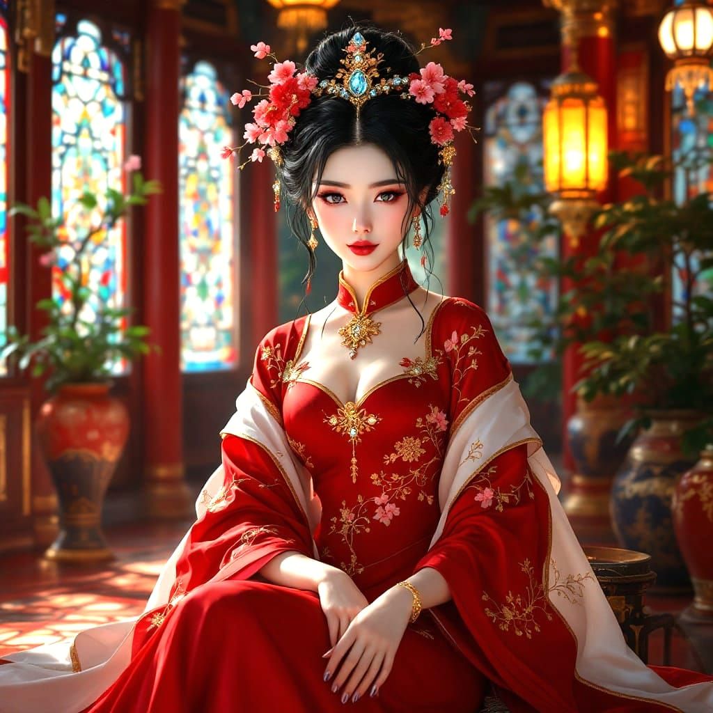 Elegant Woman in Eastern-Inspired Opulence