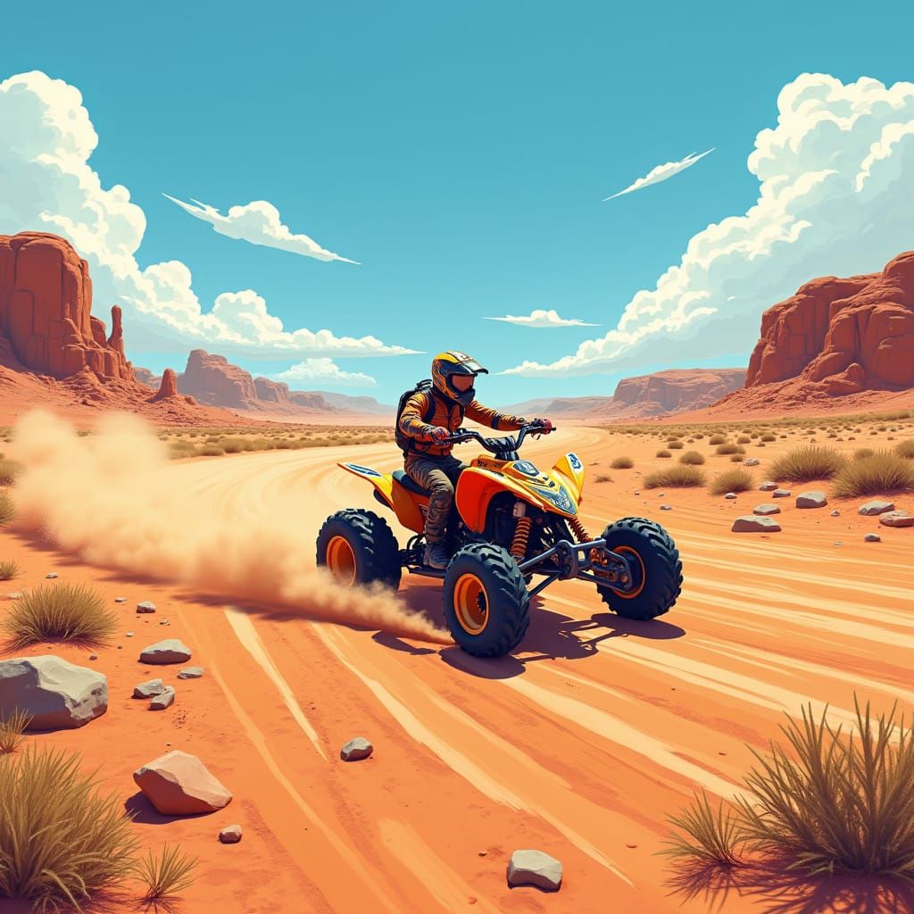 Futuristic ATV Desert Racetrack