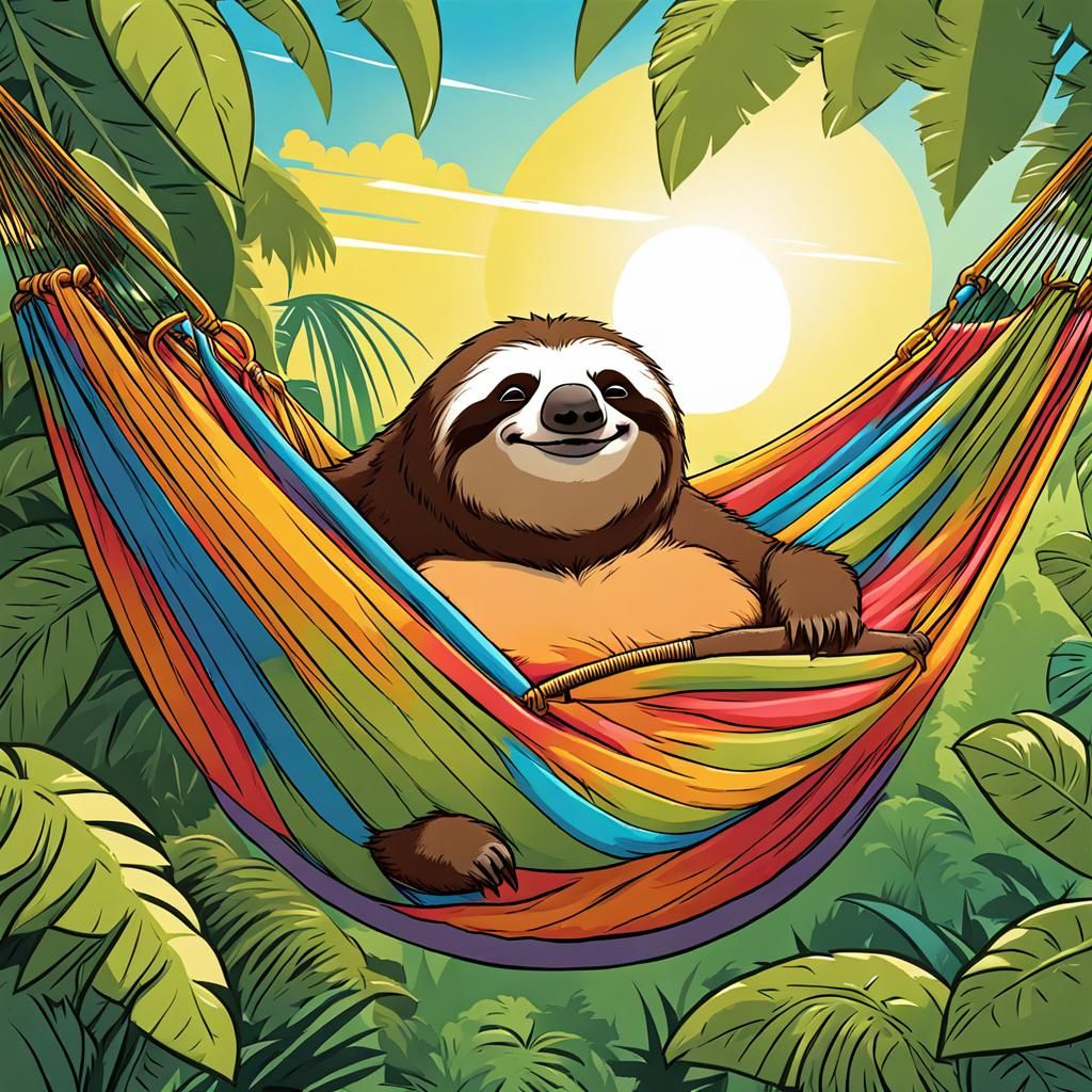 Overweight Sloth in Hammock Comic Art