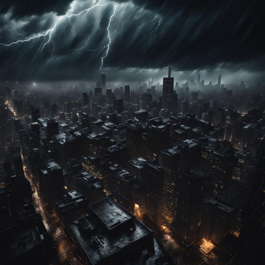 Dramatic Thunderstorm over Gotham City