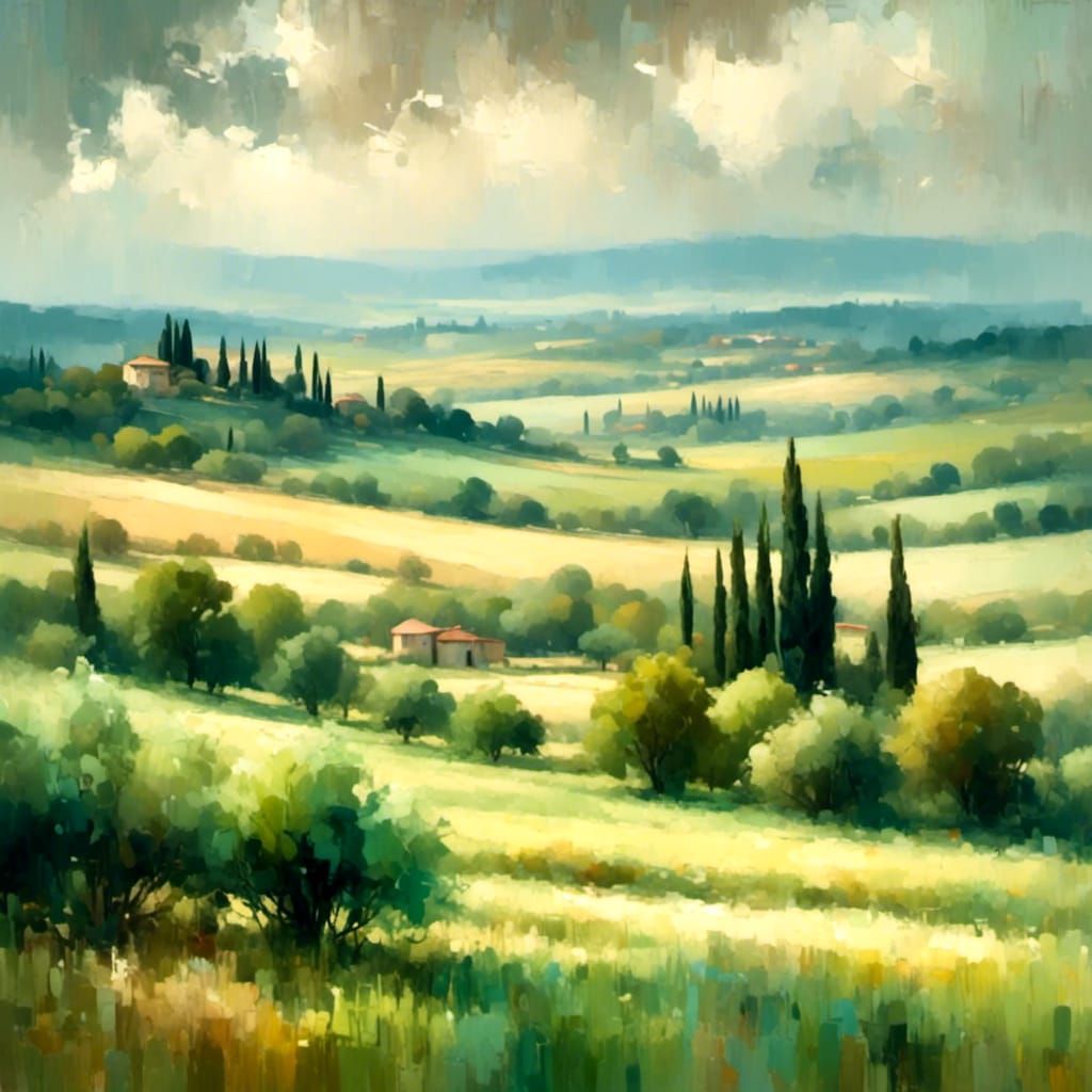 Tuscan Countryside: An Impressionist Oil Painting