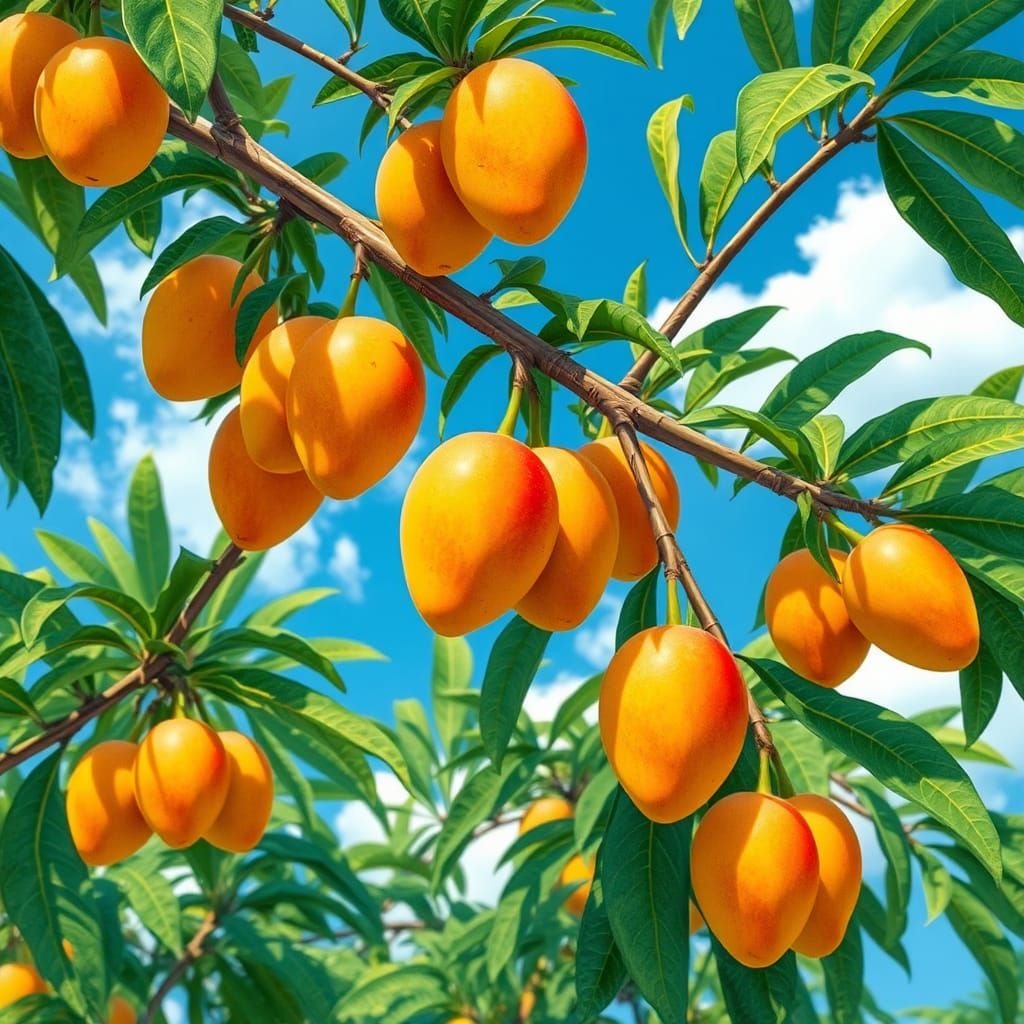 Lush Mango Tree in Impressionist Style