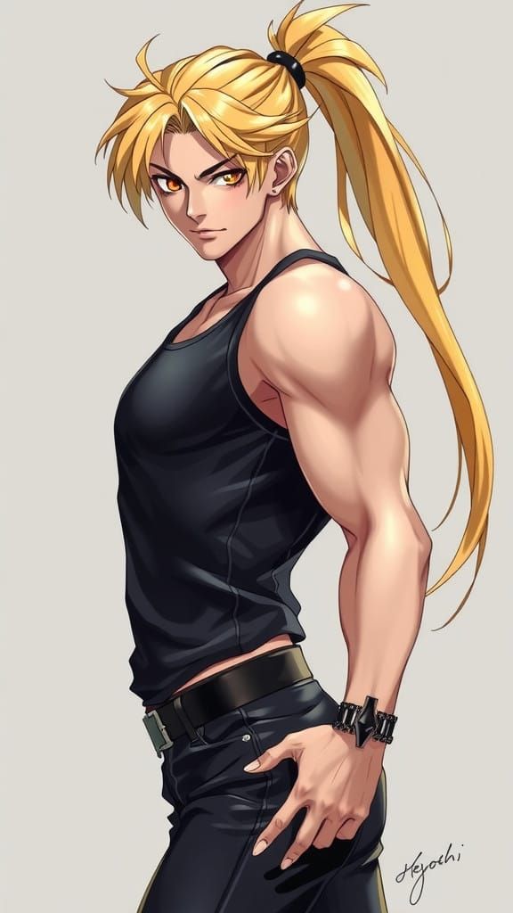 Anime-Inspired Male Protagonist in Sleek Attire