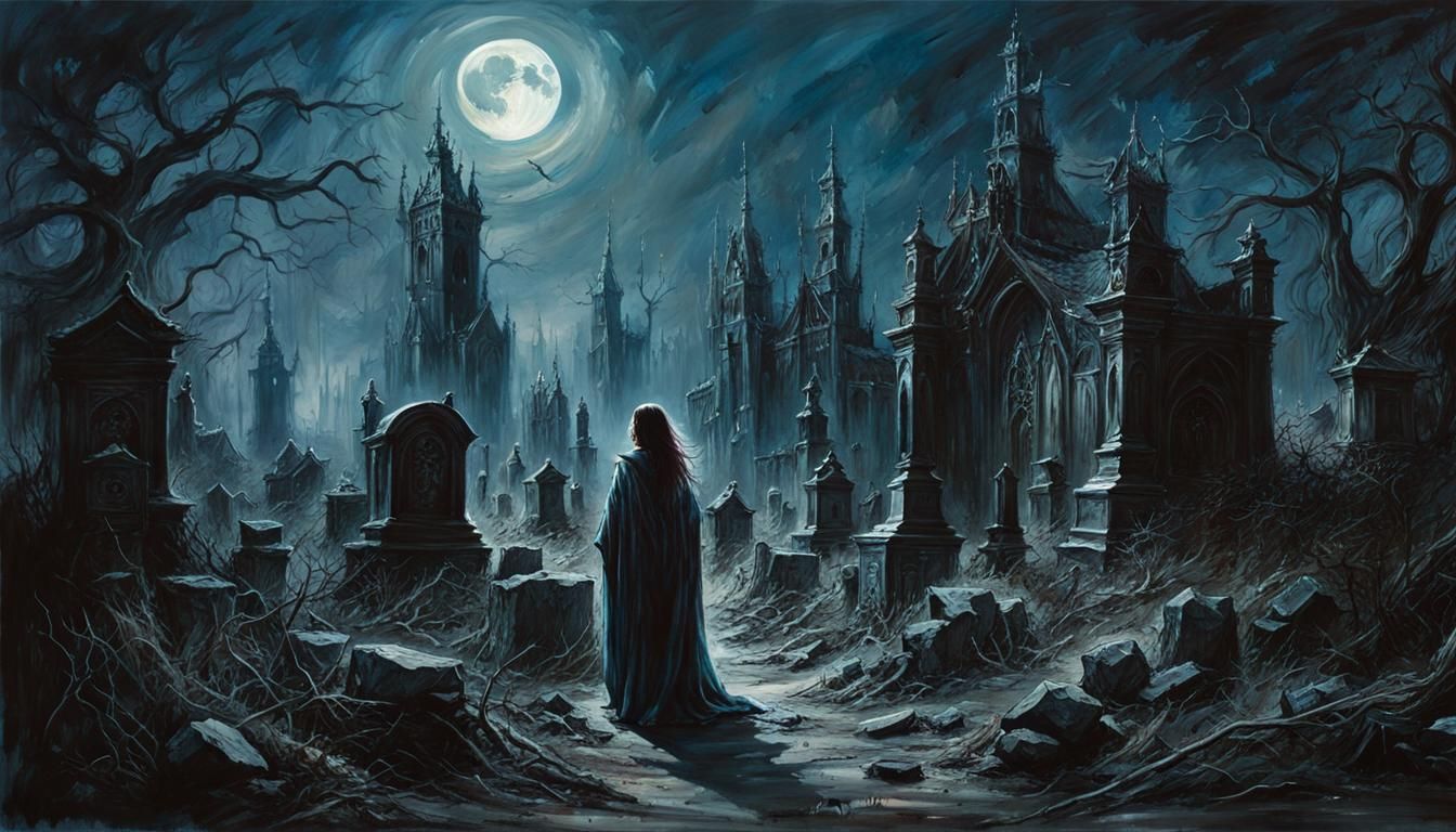 Ominous Graveyard Scene in a Hyperrealistic Style