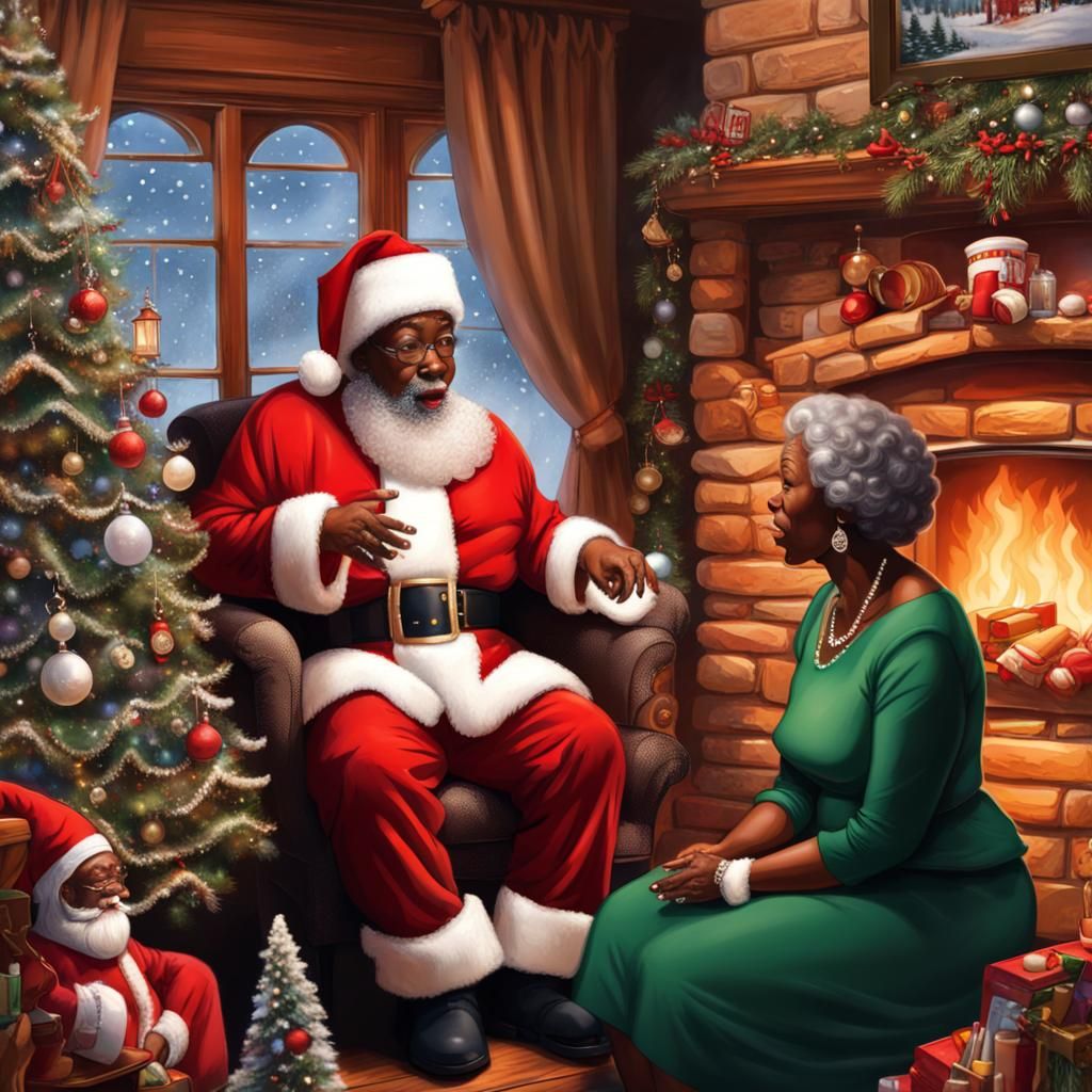 African American Santa and Mrs. Claus in Snow Globe