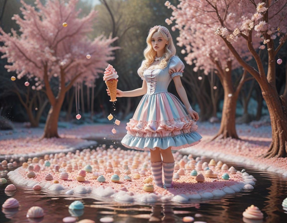 Candy Dreamworld: Woman with Waffle-Cone Cannon
