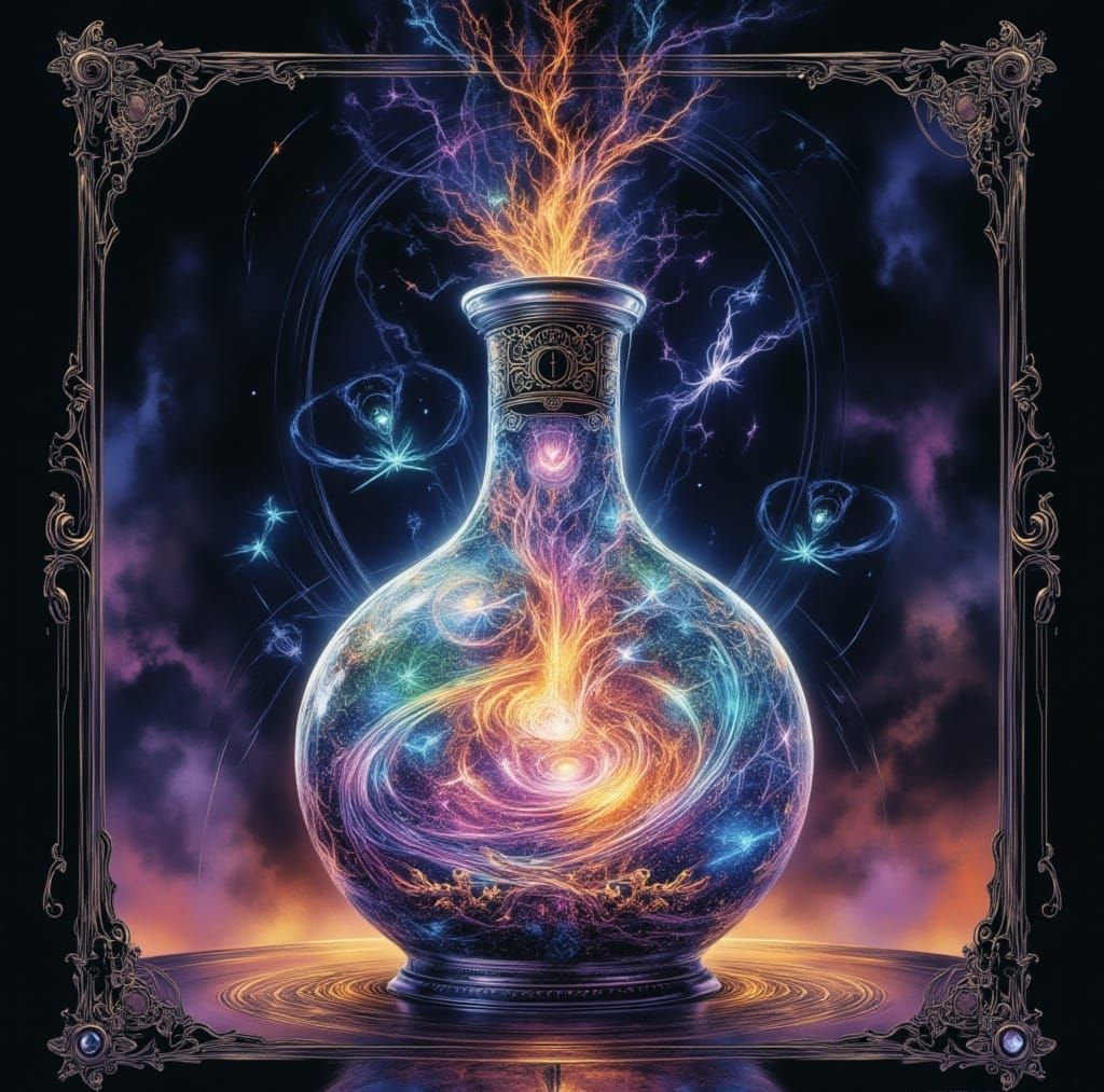 Vivid Glowing Potion Revealing Secrets