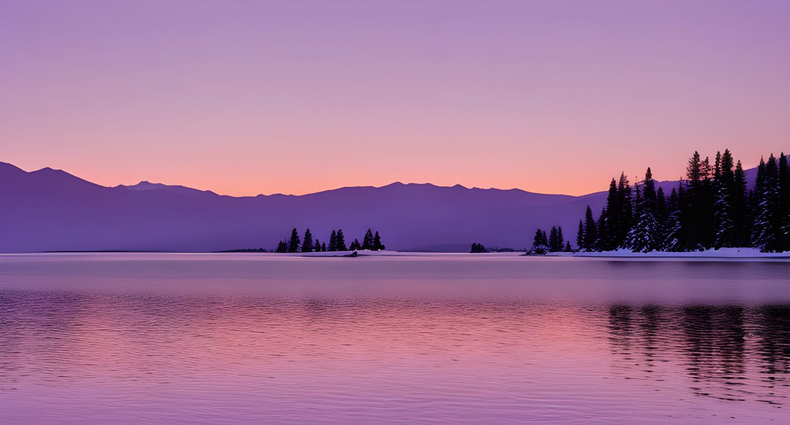 Purple Winter Lake Sunset