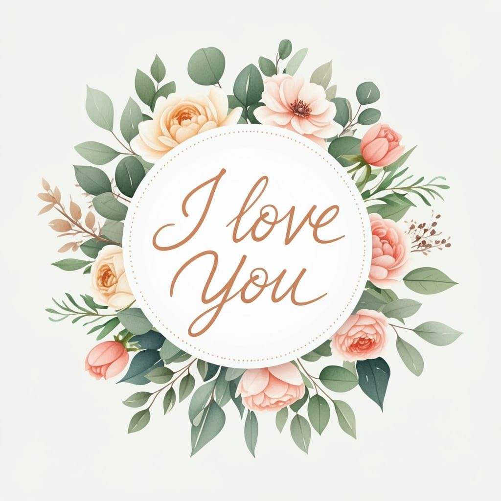 Whimsical Watercolor Valentine's Card with Floral Love