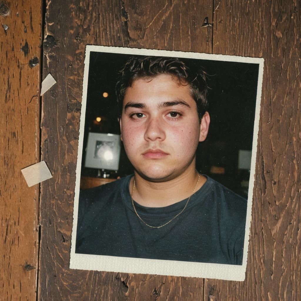 Polaroid Close-up: Young Man with Worried Expression