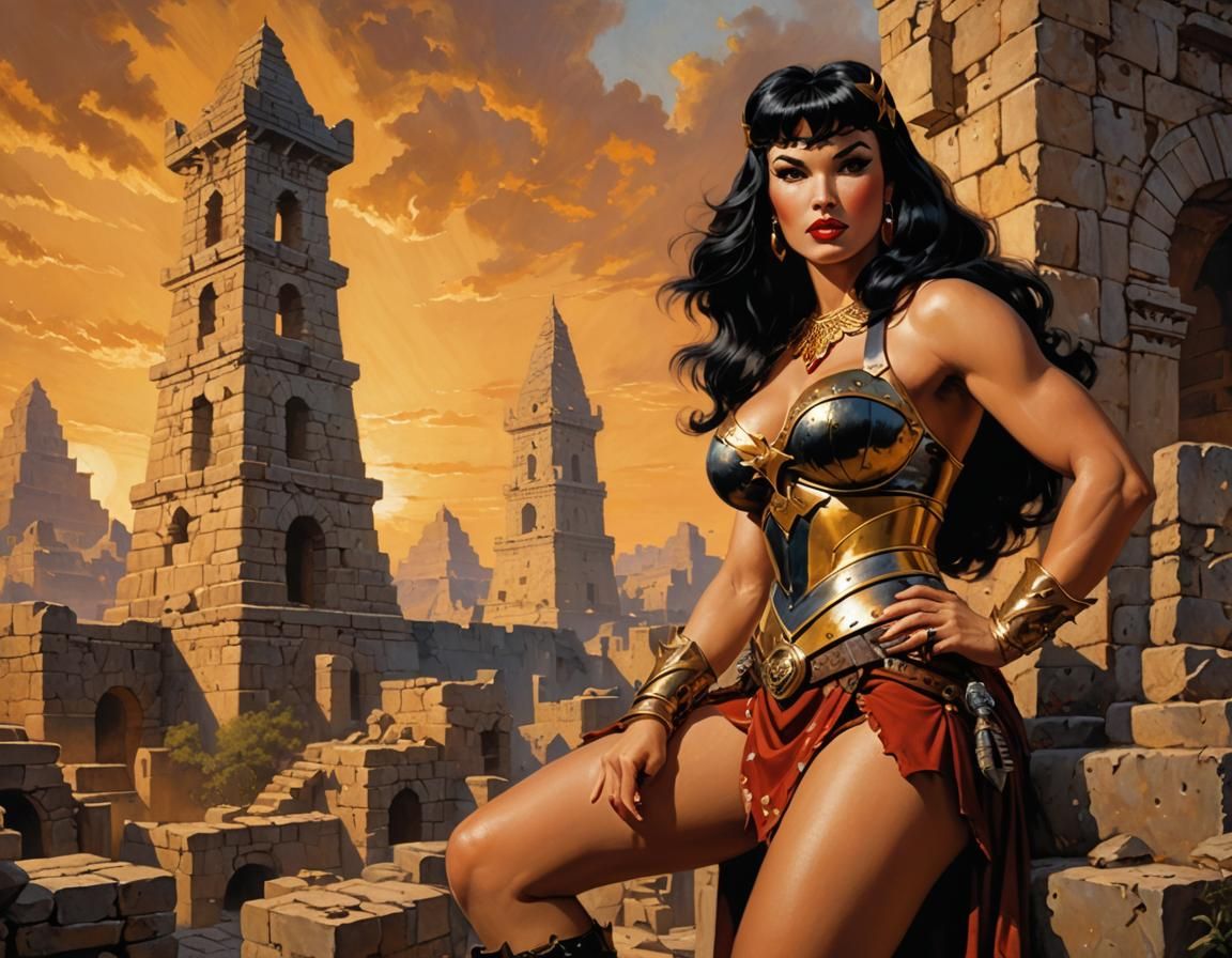 Fantasy Art: Barbarian Woman in Ancient City