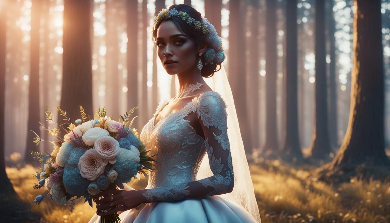 Bride in Iridescent Dress: 3D Game Cinematic Render