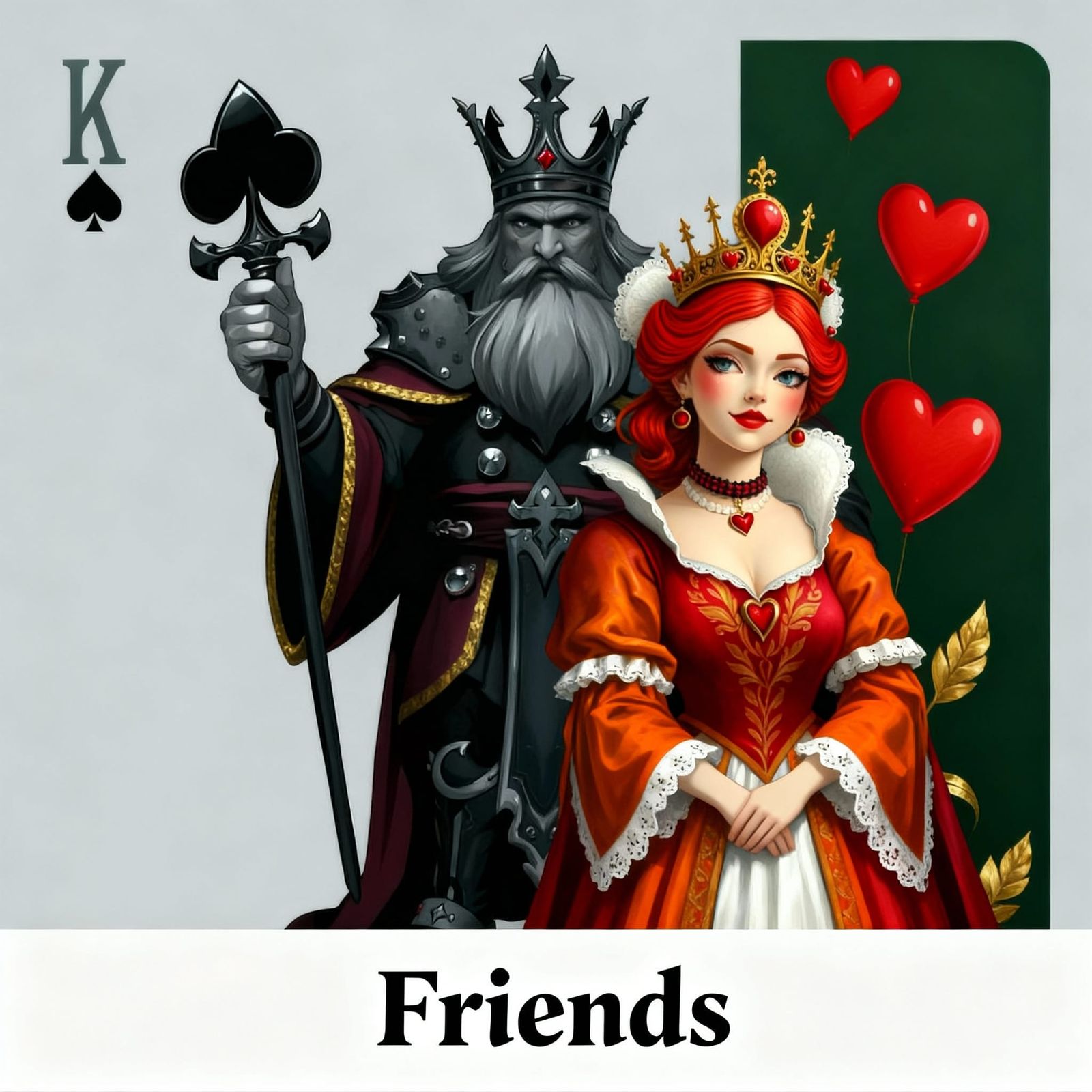 King of Spades and Queen of Hearts Flirting