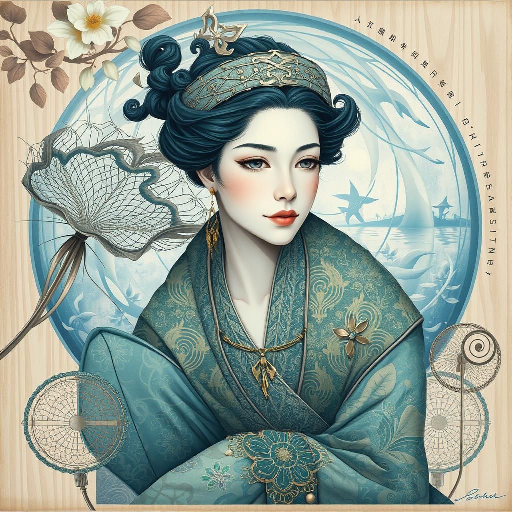 Serene Woman Relaxing in Tranquil Living Room