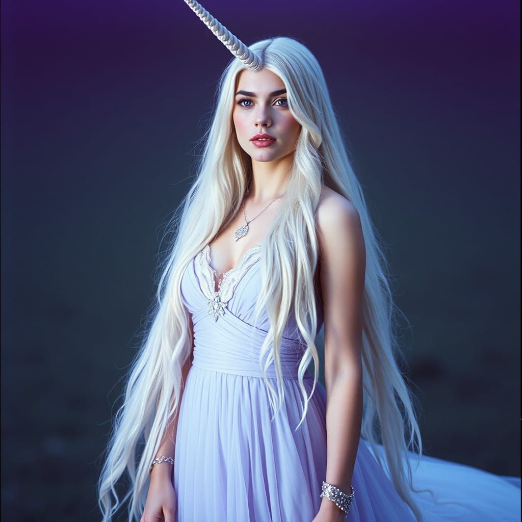 Ethereal Lady in Violet Gown, Cinematic Still in Film Grain ...