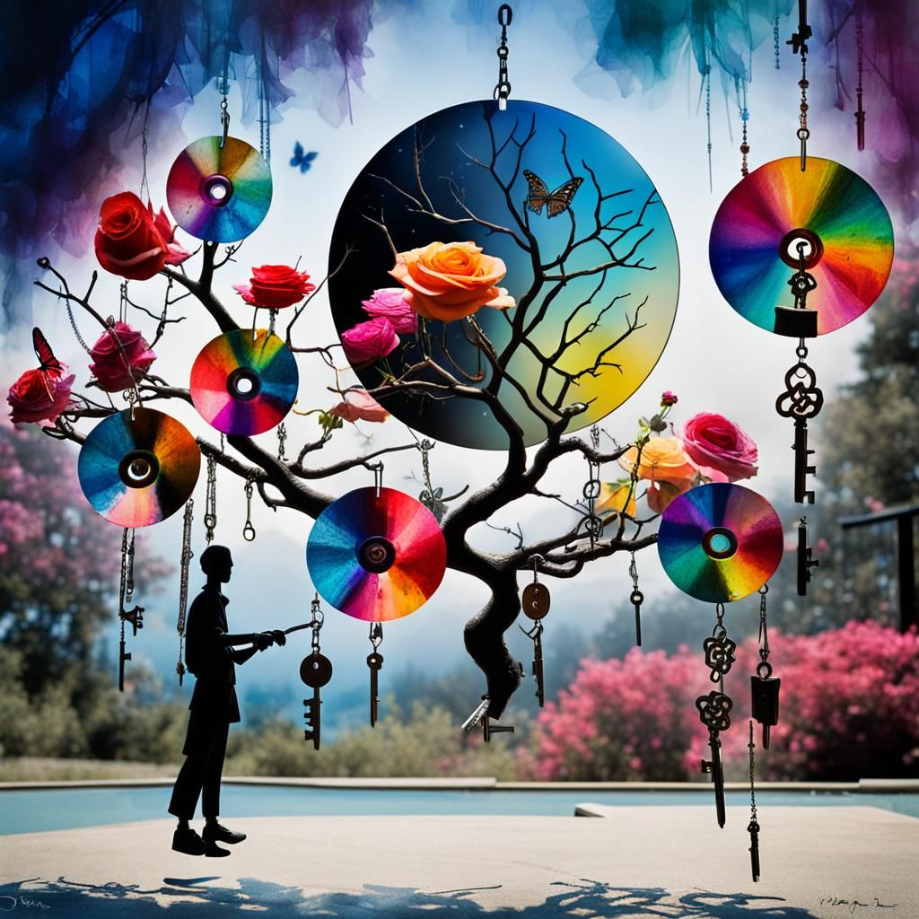 Surreal Shrine Tree with Wind Chime Keys