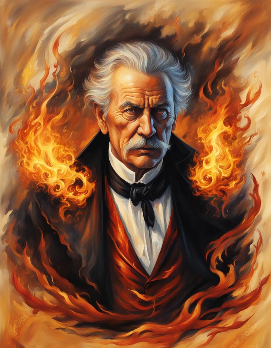 Legendary Magician Portrait in Conflagration Style