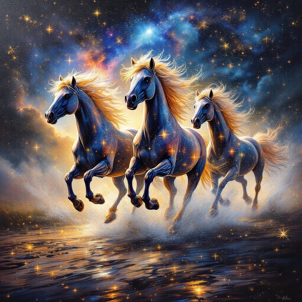 Celestial Stallions in Ethereal Glory