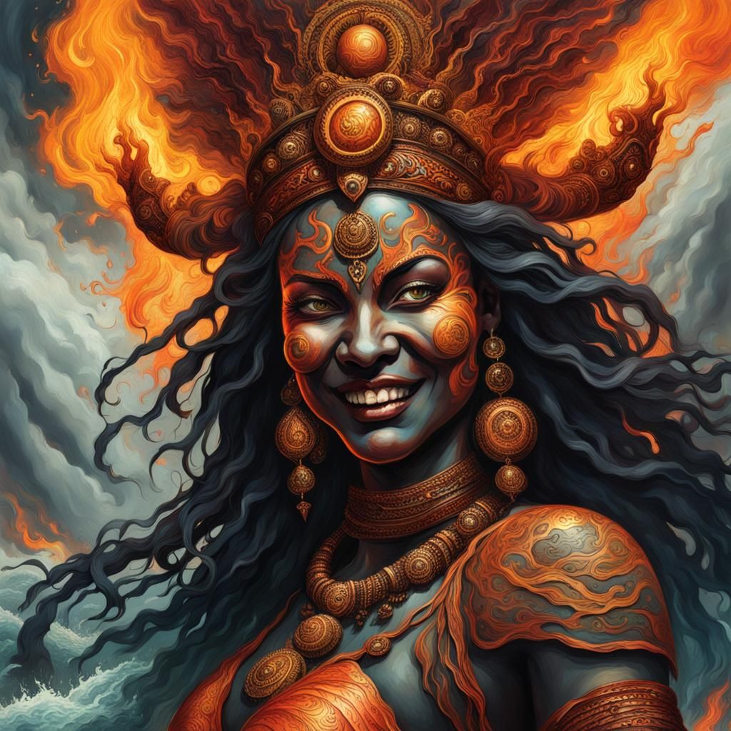 Goddess of Climate Change Laughs: Hyperdetailed Rendering