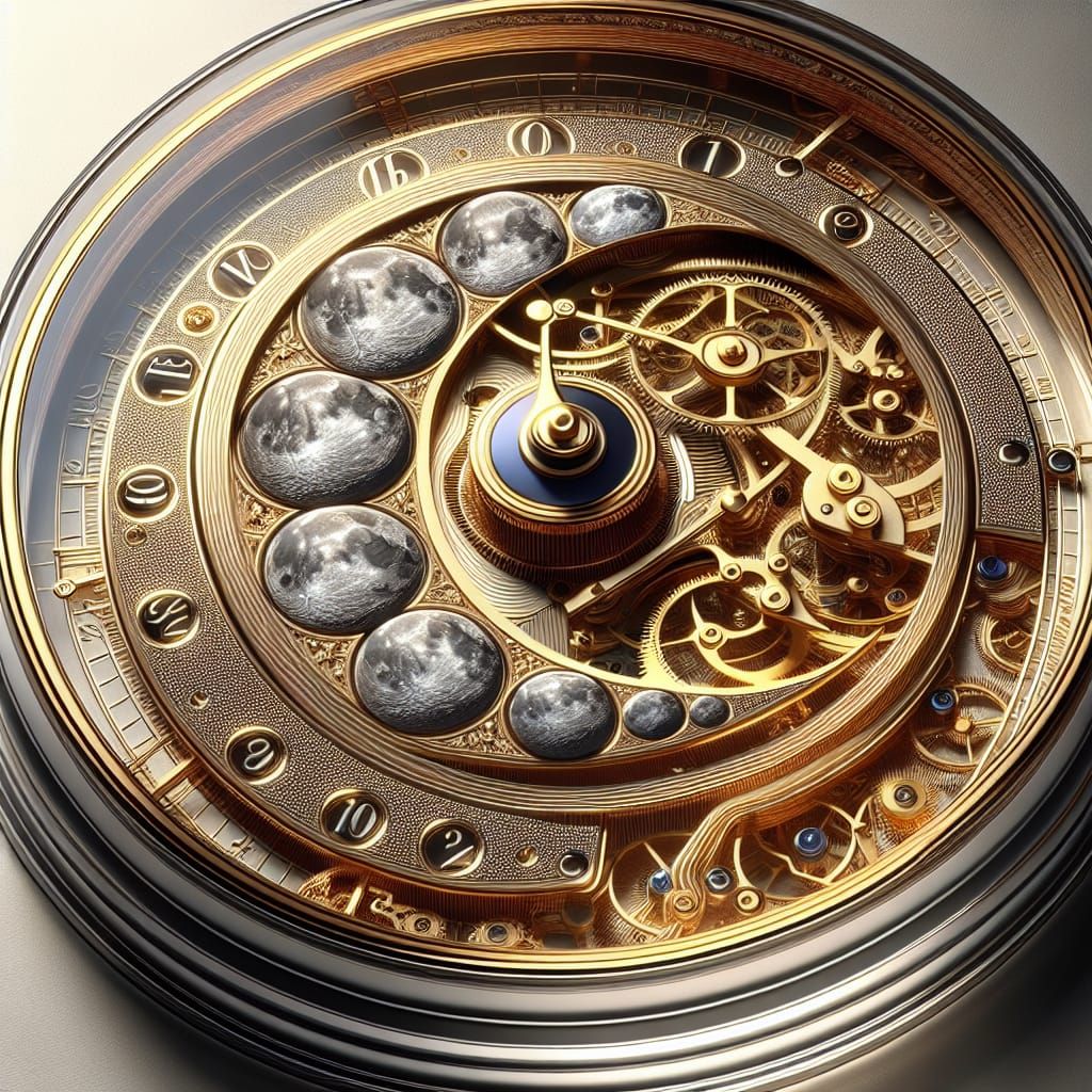 Hyperrealistic Engraved Moon Phase Clock