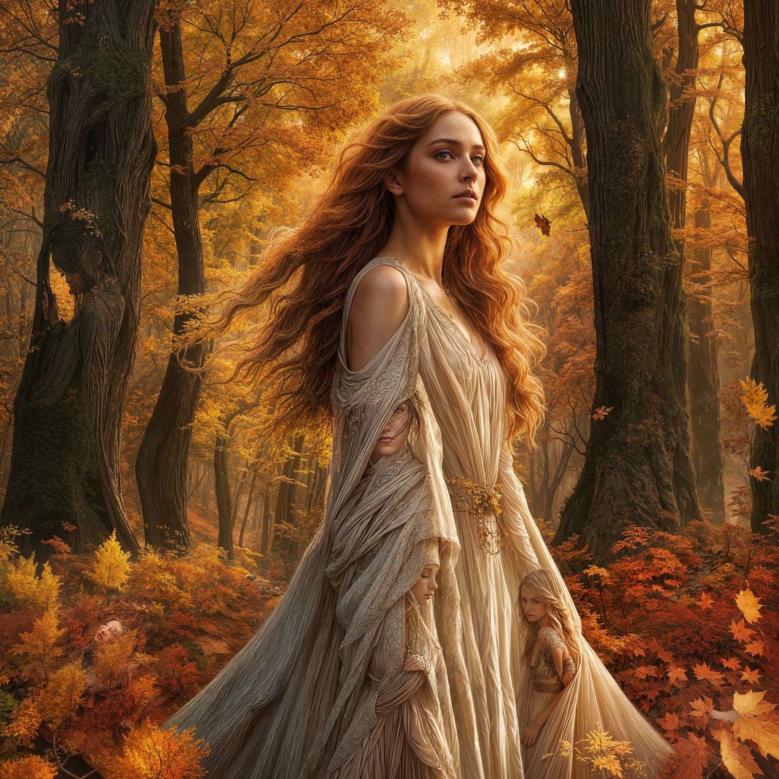 Autumn Embodied as a Beautiful Woman